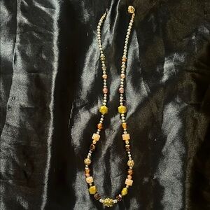 Chic Beaded Necklace with Gold and Brown Accents